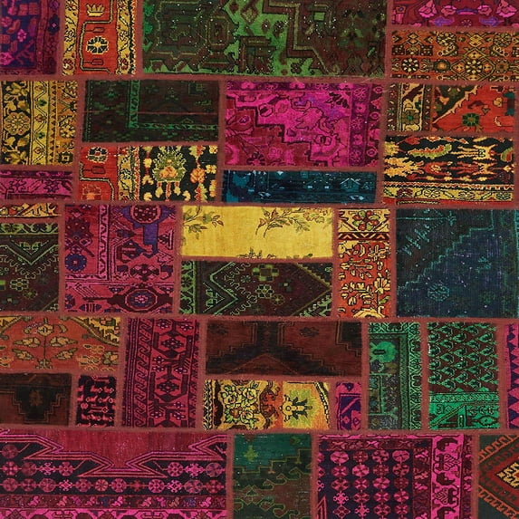 Ahgly Company Machine Washable Indoor Square Abstract Red Brown Area Rugs, 5' Square