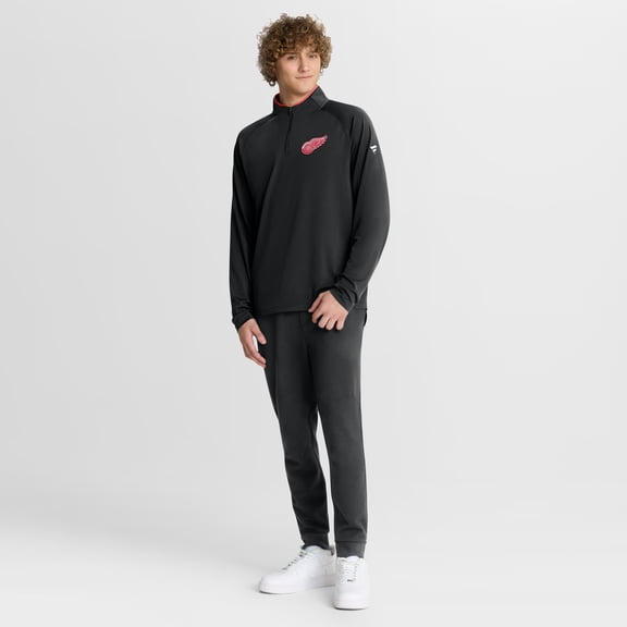 Men's Fanatics Black Detroit Red Wings Authentic Pro Rink Training Quarter-Zip Pullover