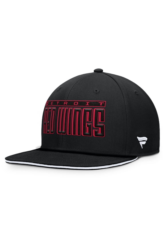 Men's Fanatics Black Detroit Red Wings Fundamental Gino Stack Snapback Hat