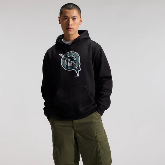 Men's Fanatics Black Florida Marlins Cooperstown Collection Heritage Hoodie