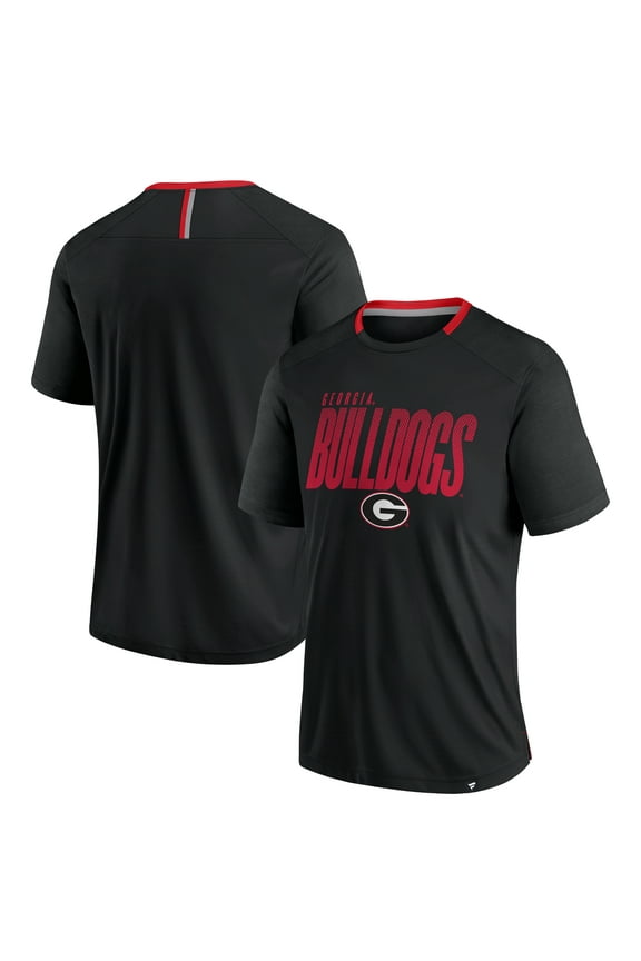 Men's Fanatics Black Georgia Bulldogs Defender Fade Slant T-Shirt