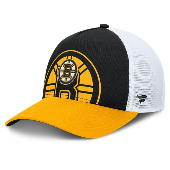 Men's Fanatics Black/Gold Boston Bruins Authentic Pro A-Frame Rink Adjustable Hat