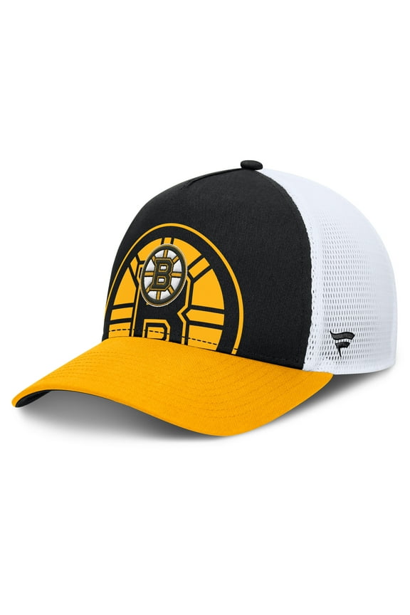 Men's Fanatics Black/Gold Boston Bruins Authentic Pro A-Frame Rink Adjustable Hat