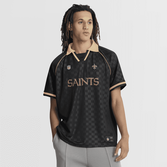 Men's Fanatics Black/Gold New Orleans Saints Homerun Raglan V-Neck Polo