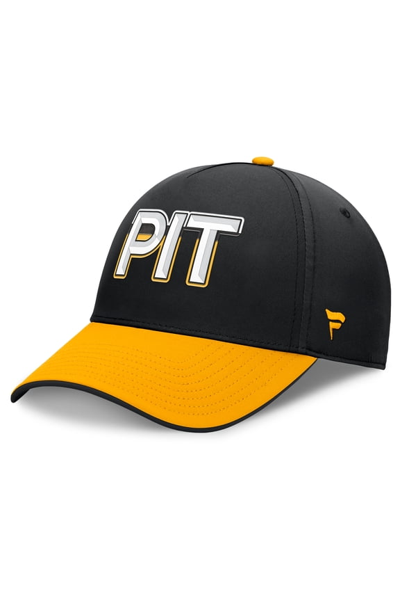 Men's Fanatics Black/Gold Pittsburgh Penguins Authentic Pro Rink Team Code Flex Hat