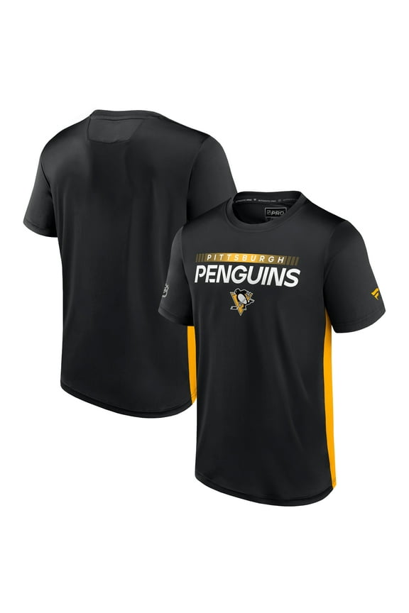 Men's Fanatics Black/Gold Pittsburgh Penguins Authentic Pro Rink Tech T-Shirt