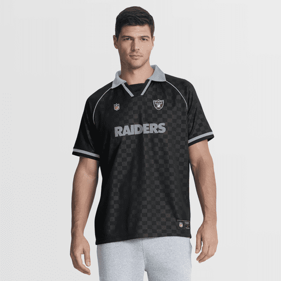 Men's Fanatics Black/Gray Las Vegas Raiders Homerun Raglan V-Neck Polo