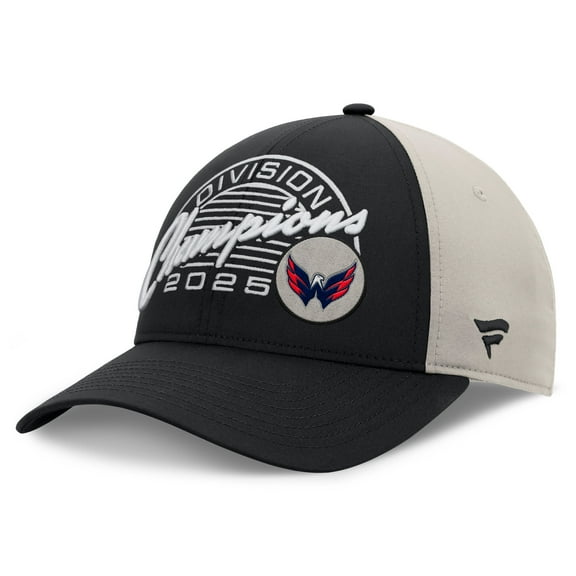 Men's Fanatics Black/Gray Washington Capitals 2025 Metropolitan Division Champions Locker Room Adjustable Hat