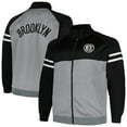 thumbnail image 1 of Men's Fanatics Black/Heather Gray Brooklyn Nets Big & Tall Pieced Stripe Raglan Full-Zip Track Jacket, 1 of 3
