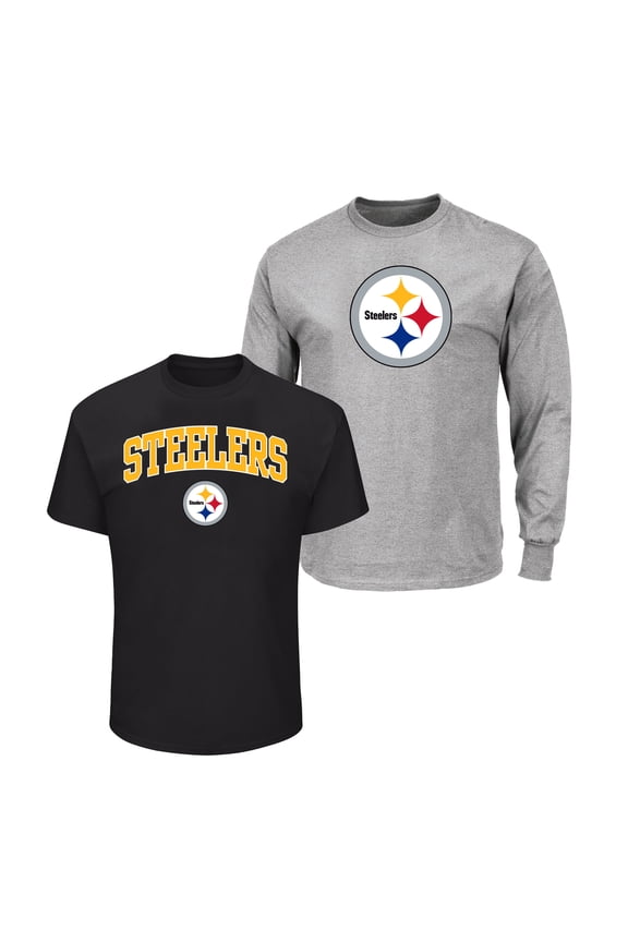 Men's Fanatics  Black/Heather Gray Pittsburgh Steelers Big & Tall 2-Pack T-Shirt Set