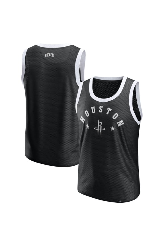 Men's-Fanatics Black Houston Rockets Mesh Tank Top