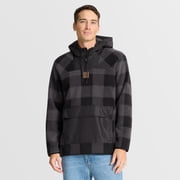 Mens Fanatics Black Kansas City Chiefs Oversized Elements Plaid Polar Fleece Quarter-Zip Hoodie