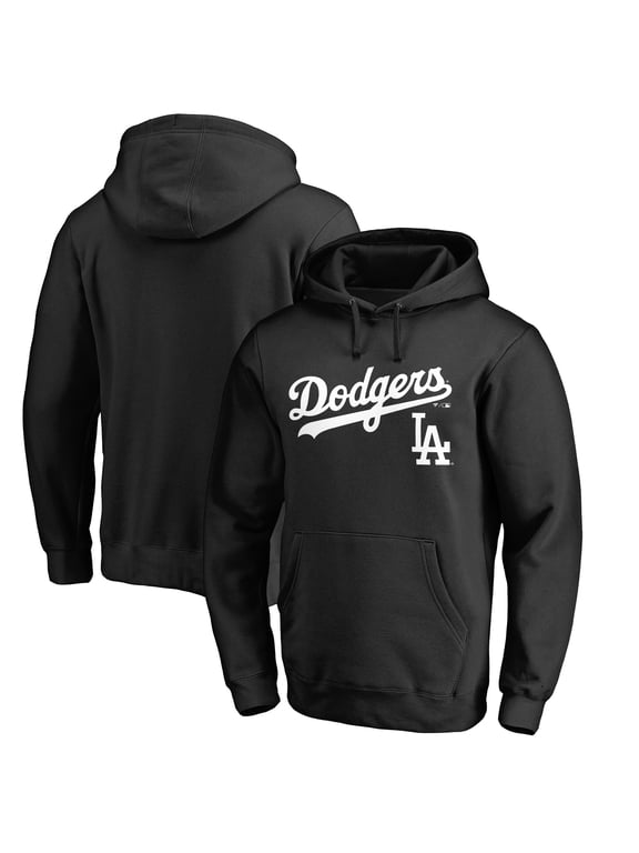 Men's Black Los Angeles Dodgers Team Lockup Fitted Pullover Hoodie