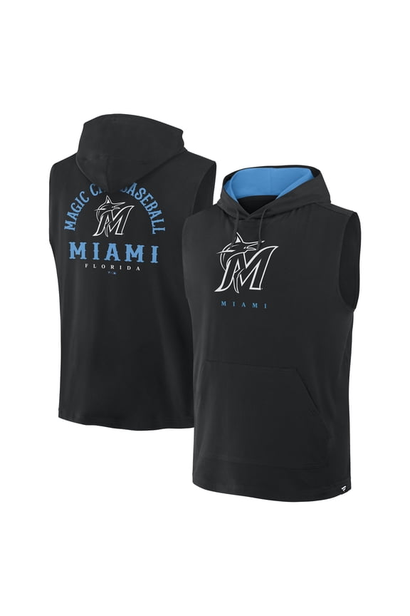 Men's Fanatics Black Miami Marlins Fire Speed Sleeveless Pullover Hoodie