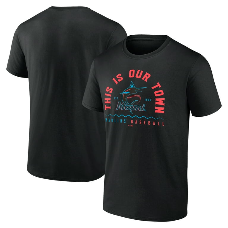 Men s Black Miami Marlins Our Town T Shirt Walmart