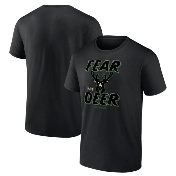 Men's Fanatics Black Milwaukee Bucks Hometown Collection Fear The Deer T-Shirt