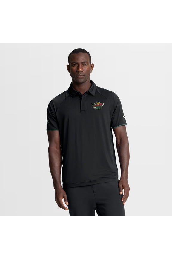 Men's Fanatics Black Minnesota Wild Authentic Pro Rink Raglan Polo