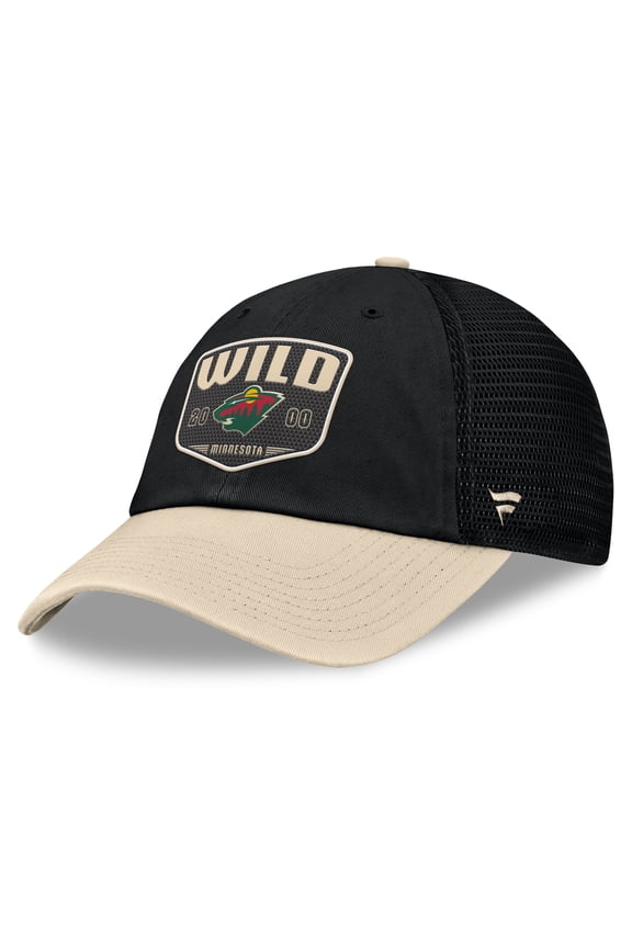 Men's Fanatics Black Minnesota Wild Fundamental One-Time Trucker Adjustable Hat