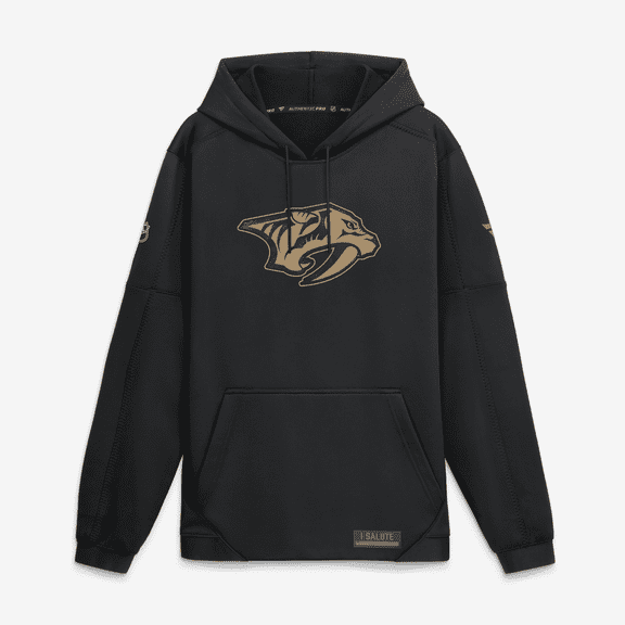 Men's Fanatics Black Nashville Predators Authentic Pro Military Appreciation Rink Fleece Hoodie