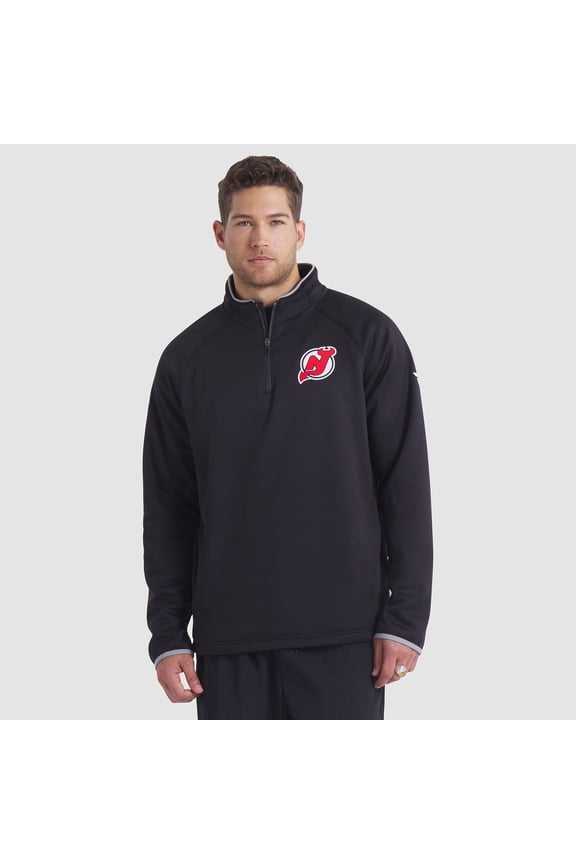 Men's Fanatics Black New Jersey Devils Authentic Pro Rink Raglan Quarter-Zip Pullover