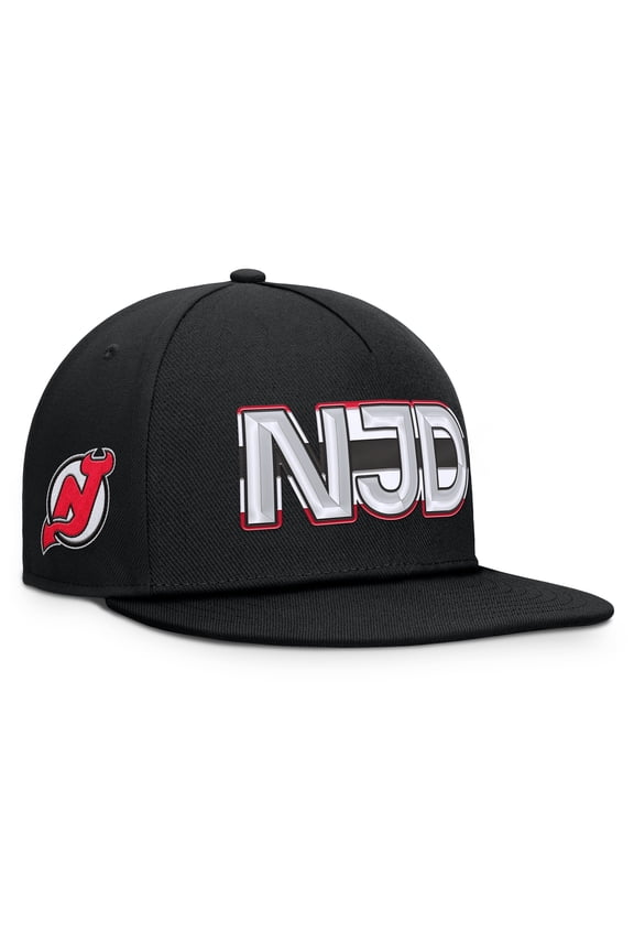 Men's Fanatics Black New Jersey Devils Authentic Pro Rink Team Code Snapback Hat
