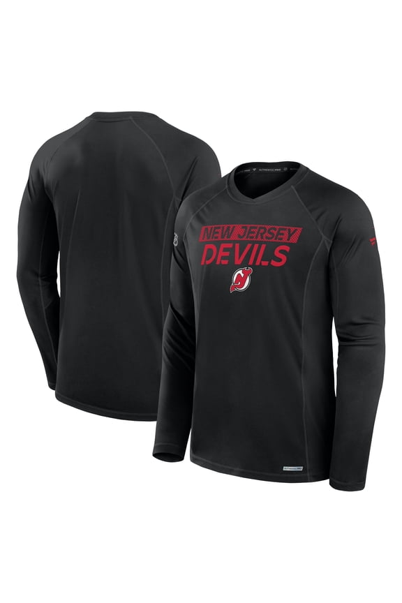 Men's Fanatics Black New Jersey Devils Authentic Pro Rink Tech Long Sleeve T-Shirt