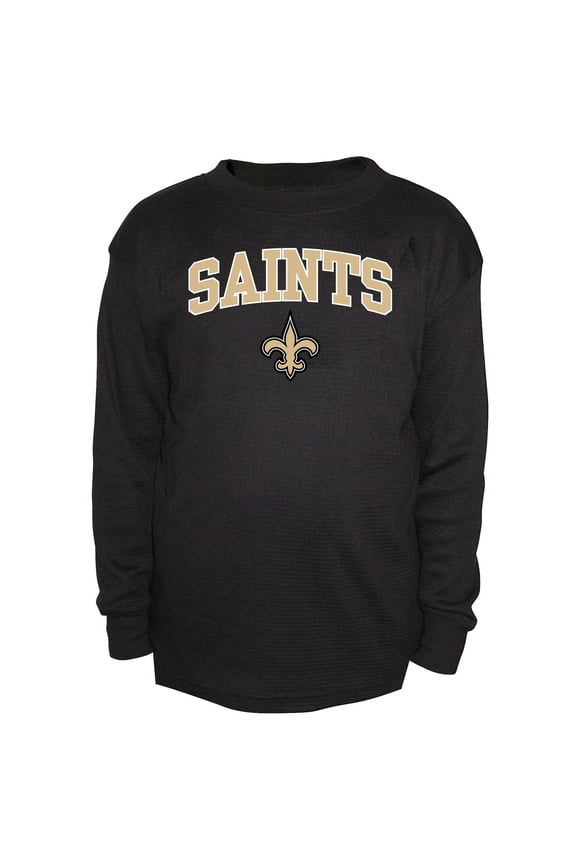 Men's Fanatics Black New Orleans Saints Big & Tall Thermal Long Sleeve Crew Neck T-Shirt