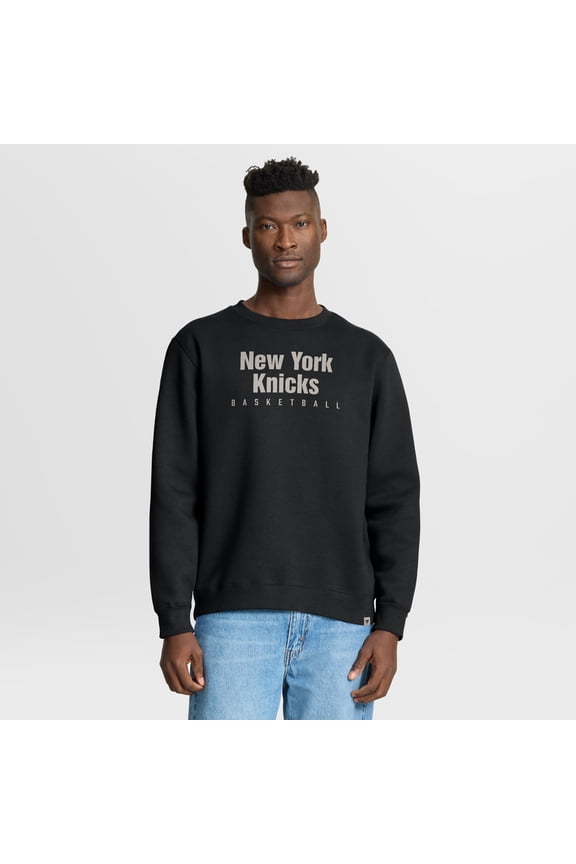 Men's Fanatics Black New York Knicks Crossover Collection Defensive Rotation Drill Premium Pullover Sweatshirt