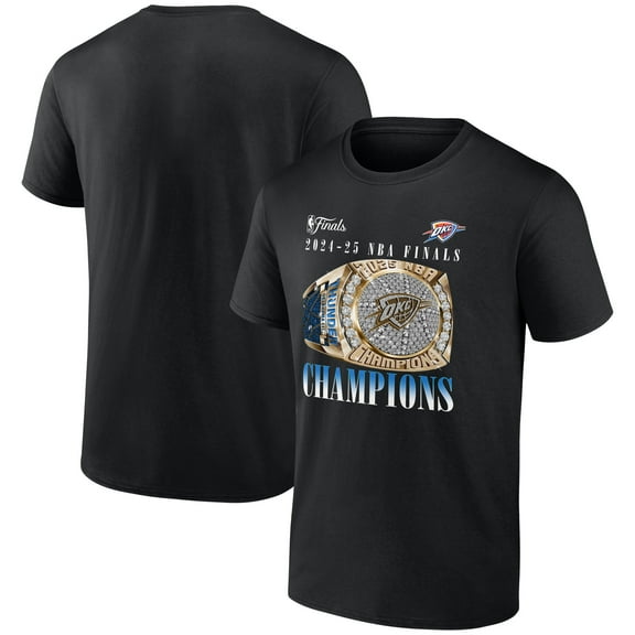 Men's Fanatics  Black Oklahoma City Thunder 2025 NBA Finals Champions Inbound Pass Ring T-Shirt