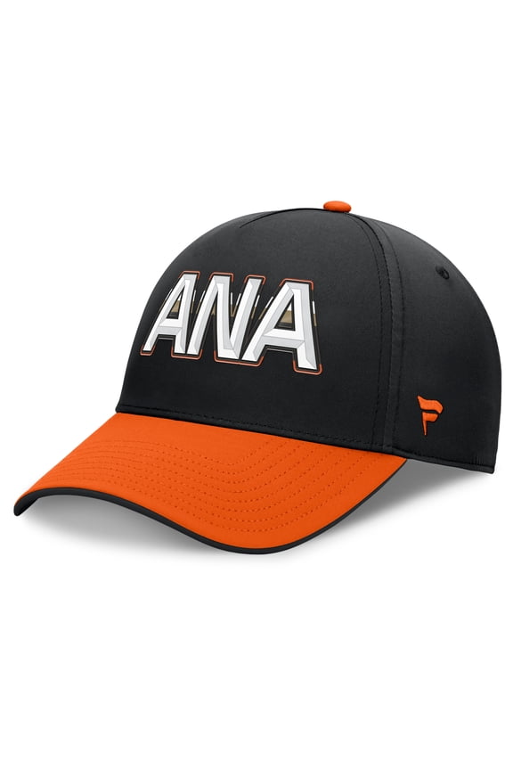 Men's Fanatics Black/Orange Anaheim Ducks Authentic Pro Rink Team Code Flex Hat