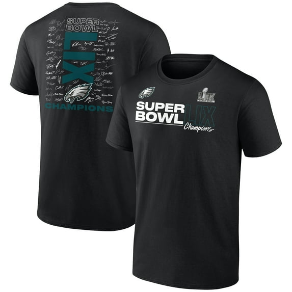 Men's Fanatics Black Philadelphia Eagles Super Bowl LIX Champions Big & Tall Roster Autograph Signing T-Shirt