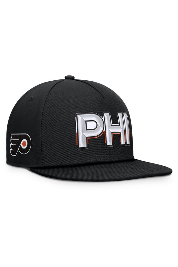 Men's Fanatics Black Philadelphia Flyers Authentic Pro Rink Team Code Snapback Hat