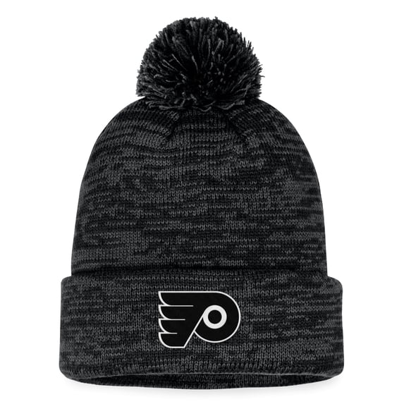Men's Fanatics Black Philadelphia Flyers Fundamental Cuffed Knit Hat with Pom