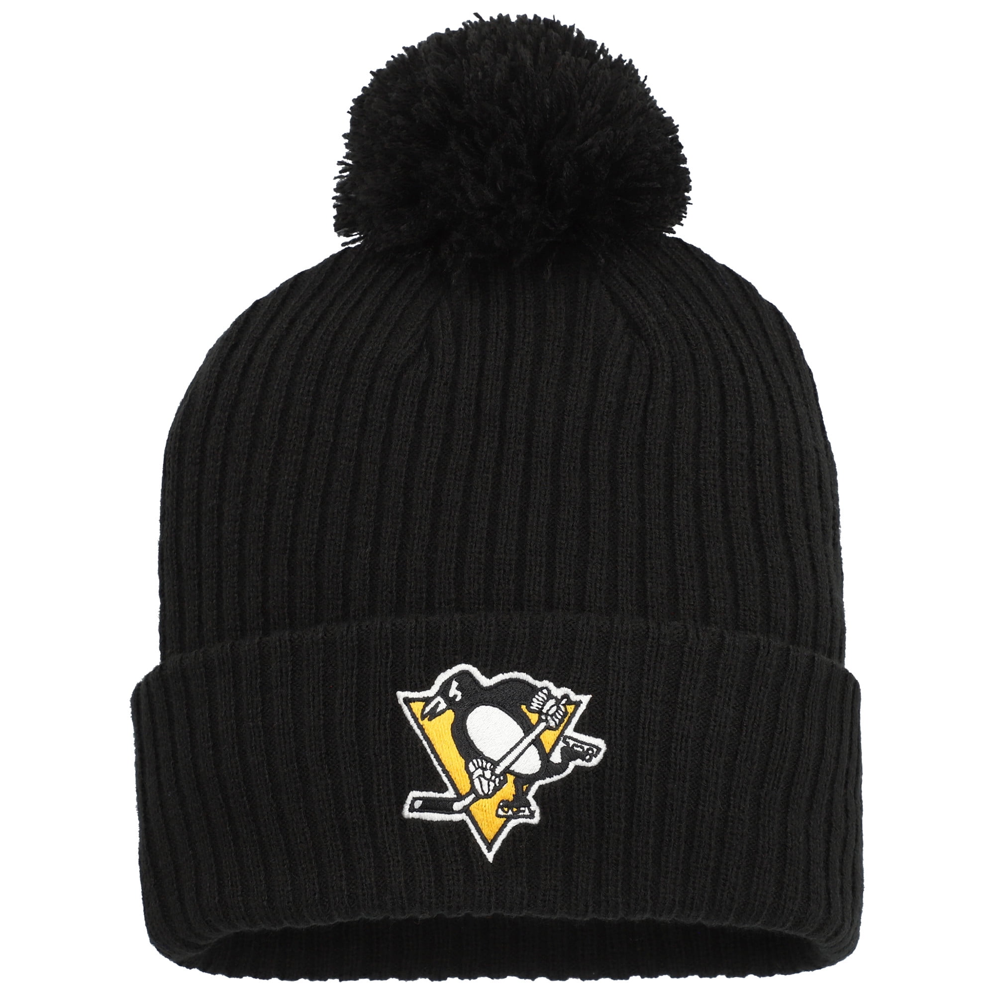 Men's-Fanatics  Black Pittsburgh Penguins Cuffed Knit Hat with Pom