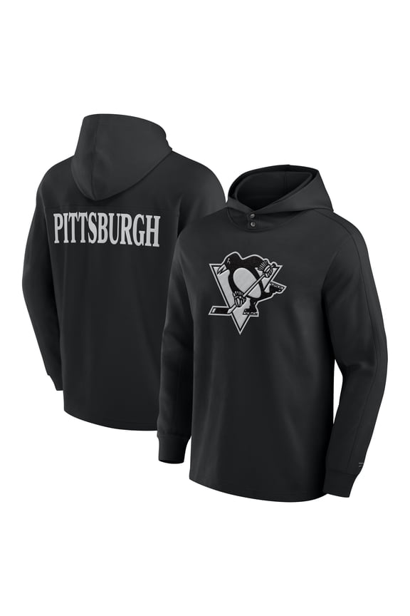 Men's Fanatics Black Pittsburgh Penguins Elements Blaze Tri-Blend Long Sleeve Hoodie T-Shirt