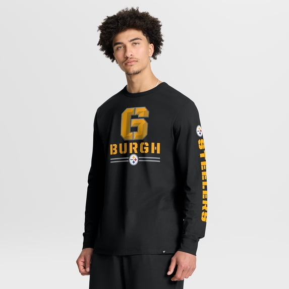 Men's Fanatics Black Pittsburgh Steelers Hometown Sweep Legacy Long Sleeve T-Shirt
