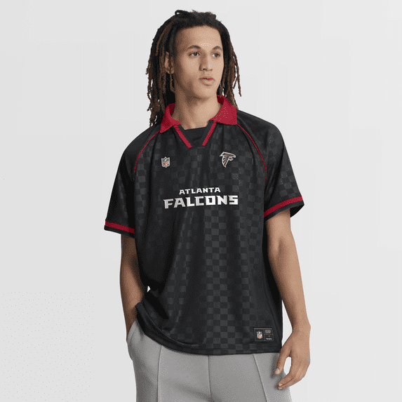 Men's Fanatics Black/Red Atlanta Falcons Homerun Raglan V-Neck Polo