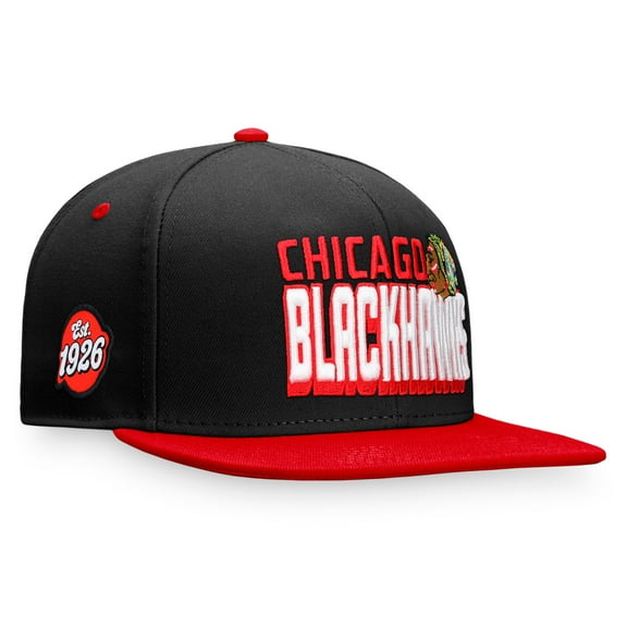 Men's Fanatics Black/Red Chicago Blackhawks Heritage Retro Two-Tone Snapback Hat
