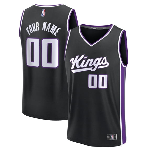 Men's Fanatics Black Sacramento Kings Fast Break Custom Jersey - Icon Edition