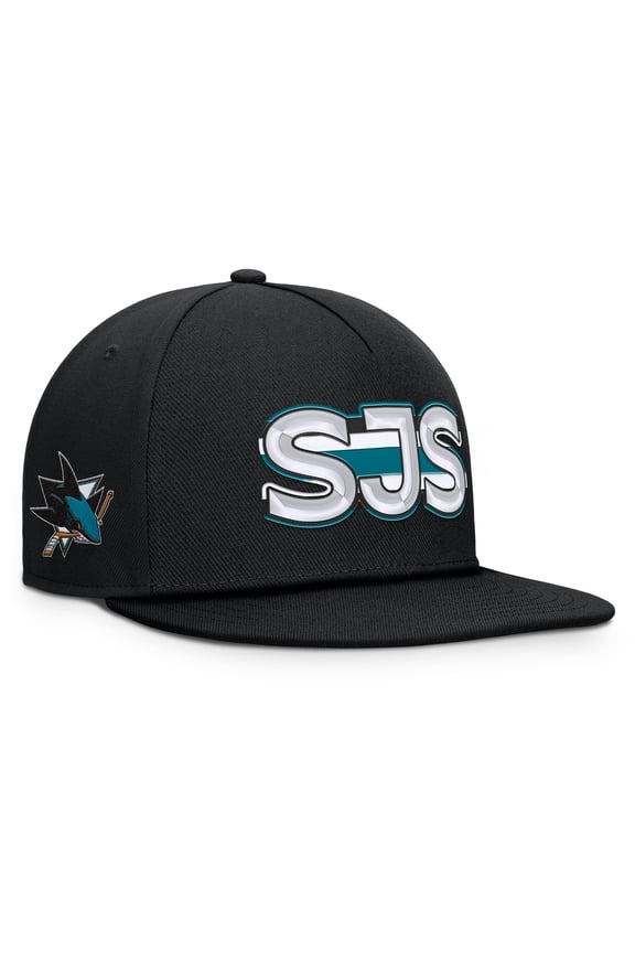 Men's Fanatics Black San Jose Sharks Authentic Pro Rink Team Code Snapback Hat