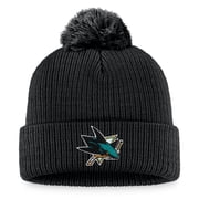 Men's Fanatics Black San Jose Sharks Primary Logo Cuffed Knit Hat with Pom