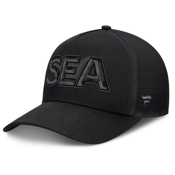 Men's Fanatics Black Seattle Kraken Authentic Pro Road Team Code Trucker Adjustable Hat