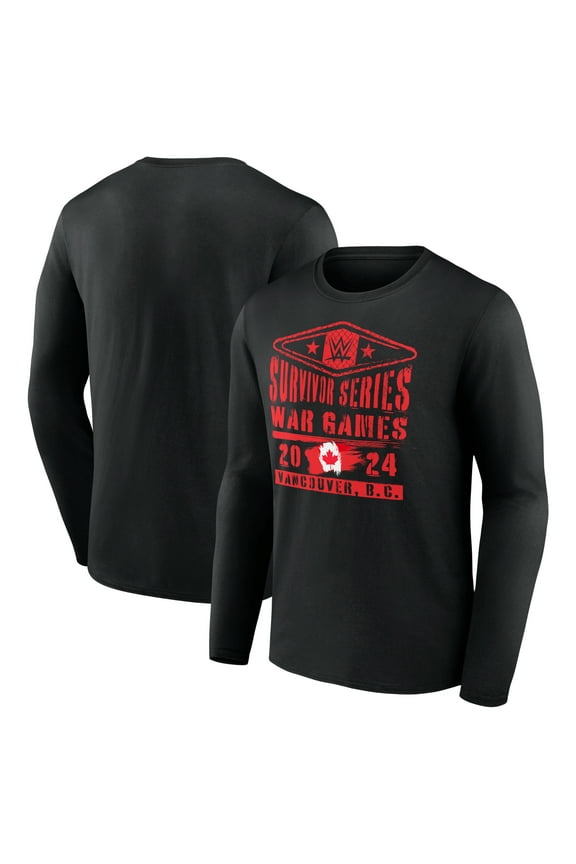 Men's Fanatics Black Survivor Series War Games 2024 Stacked Logo Long Sleeve T-Shirt