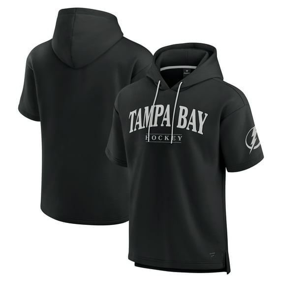 Men's Fanatics Black Tampa Bay Lightning Elements Ready Short Sleeve Pullover Hoodie