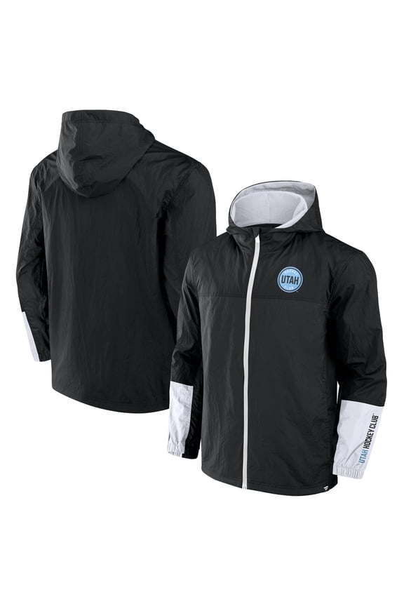 Men's Fanatics Black Utah Mammoth Crash the Net Full-Zip Hoodie Jacket