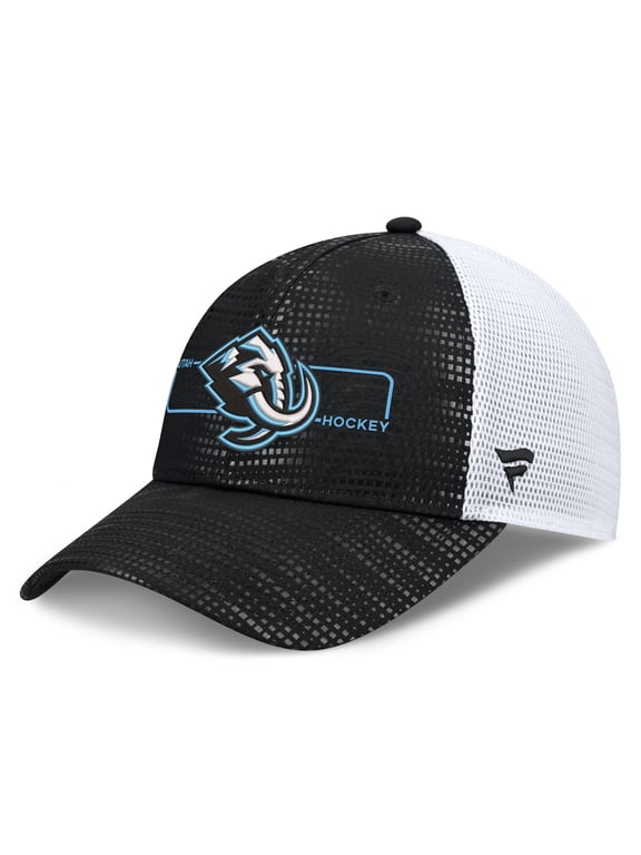 Men's Fanatics Black Utah Mammoth Authentic Pro Rink Boxed Logo Trucker Hat