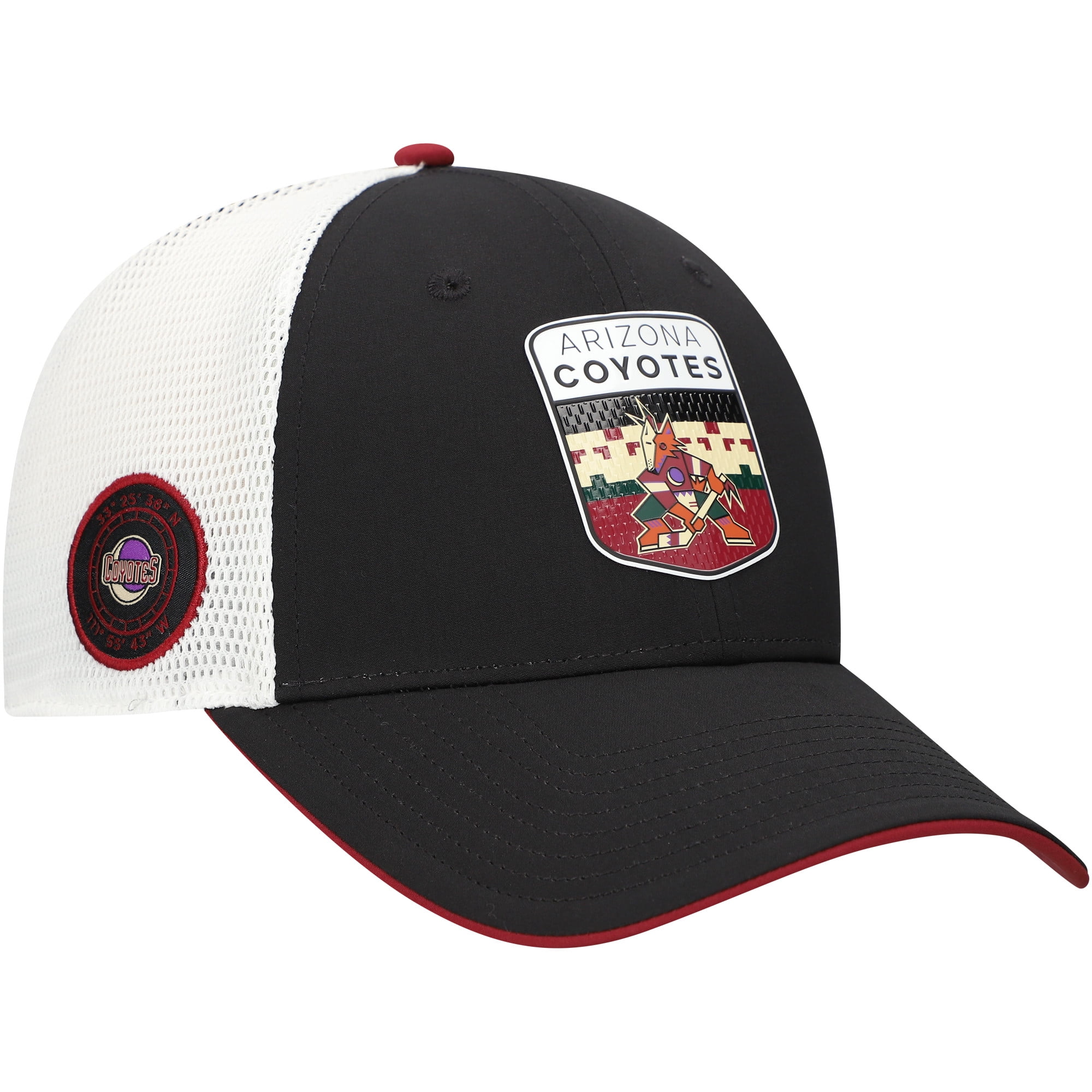 Men's Fanatics Black/White Arizona Coyotes Authentic Pro Draft Podium Trucker Adjustable Hat
