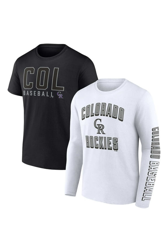 Men's Fanatics Black/White Colorado Rockies Two-Pack Combo T-Shirt Set