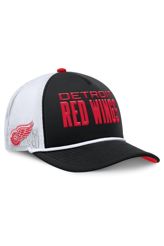 Men's Fanatics Black/White Detroit Red Wings Authentic Pro Rink A-Frame Adjustable Hat