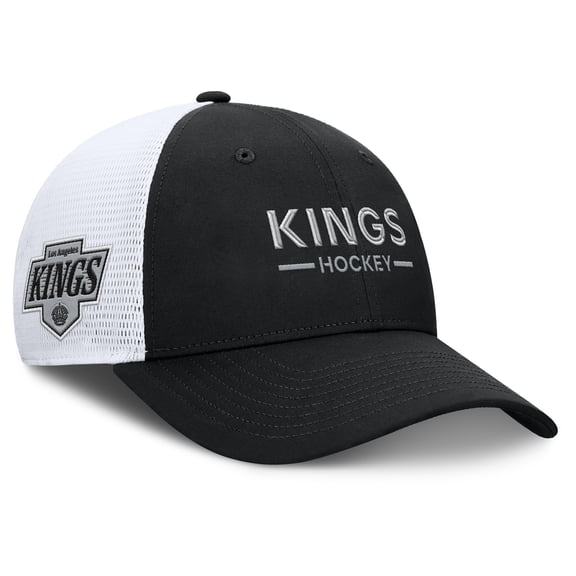 Men's Fanatics Black/White Los Angeles Kings Authentic Pro Rink Lockup Adjustable Trucker Hat